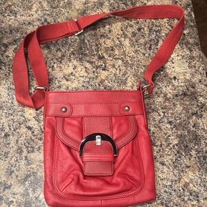 Kate Landry Red Leather Crossbody Bag